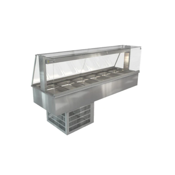 Cossiga LSRF6-FS 6 x 1/1GN Drop In Refrigerated Cold Well with Square Glass Assisted Service